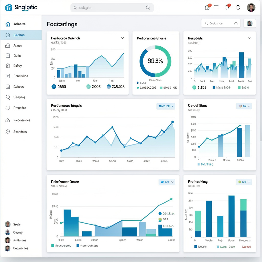 Comprehensive analytics dashboard with performance metrics and forecasting