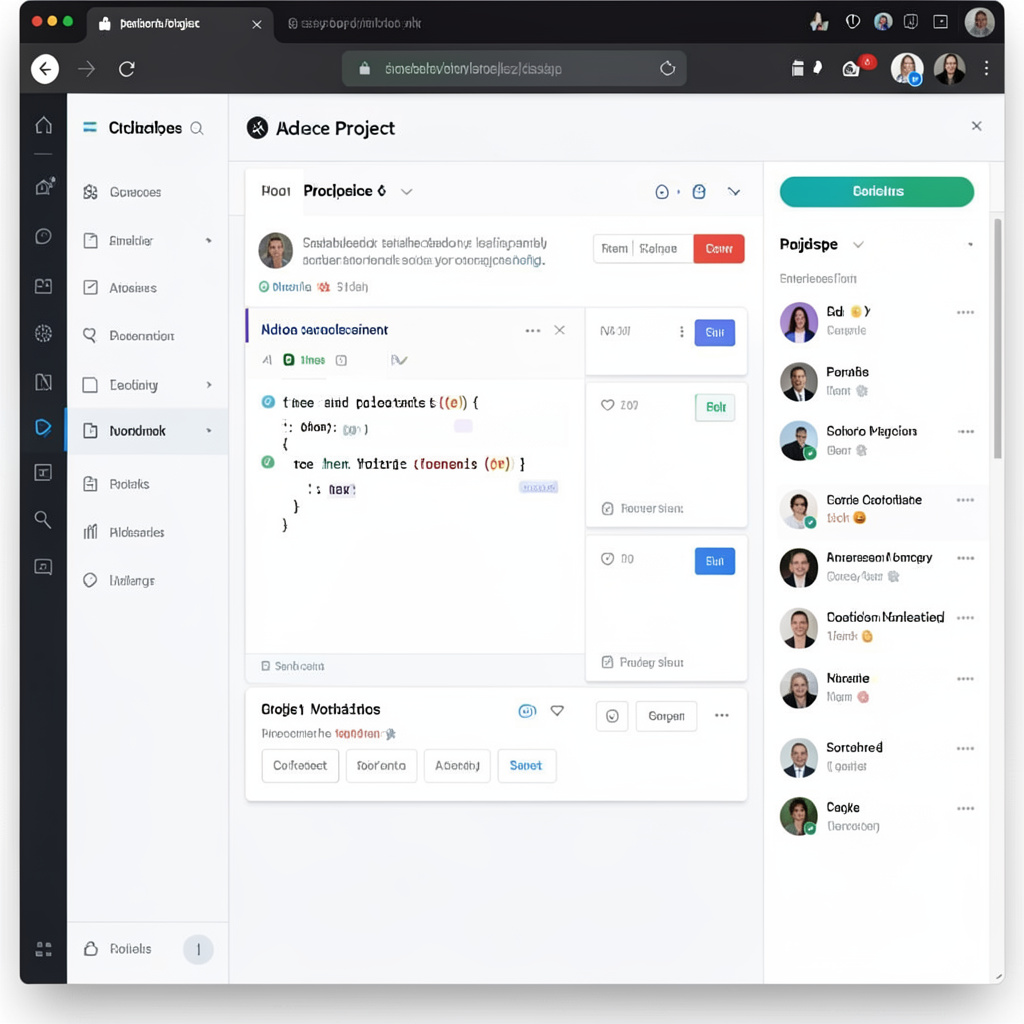 Advanced project workspace interface showing real-time collaboration